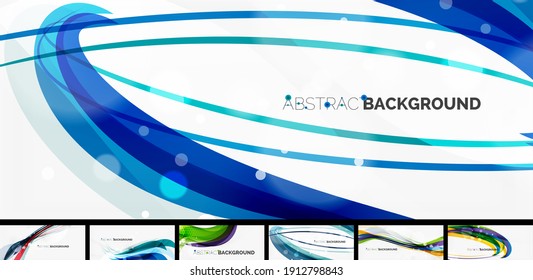 Collection of vector wave abstract wallpaper backgrounds, design templates for business or technology presentations, internet posters or web brochure covers