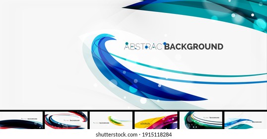 Collection of vector wave abstract wallpaper backgrounds, design templates for business or technology presentations, internet posters or web brochure covers