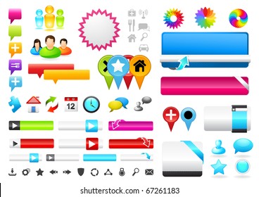 A collection of vector web design icons.