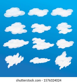 collection of vector white cloud shapes design can be used for various other design projects