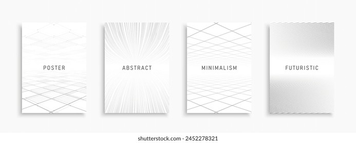 Collection of vector white futuristic templates, posters, placards, brochures, banners, flyers, backgrounds and etc. Contemporary abstract covers - geometric minimal copy space design