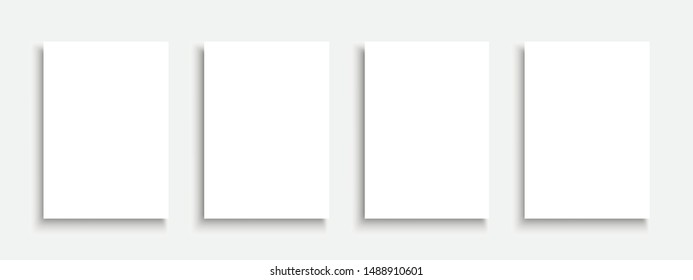 Collection of vector white isolated empty  templates, covers, placards, brochures, banners, flyers, backgrounds and etc. with shadows for your any design. Place for your content.