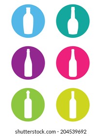 A collection of vector wine, beer and liquor bottle icons 