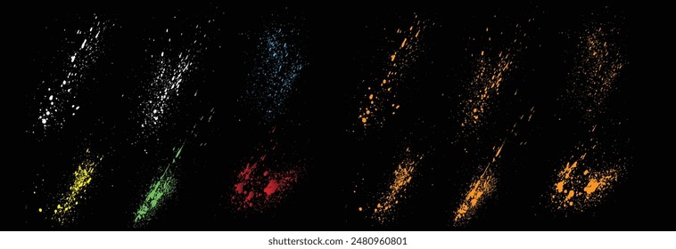 Colección de Vector amarillo, rojo, verde, azul, color blanco pincel grunge trazo de la sangre salpicadura de fondo de diseño conjunto	