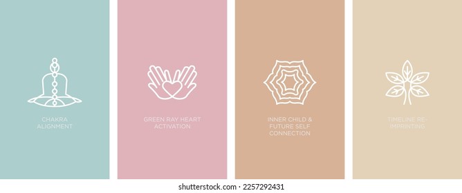 Collection of vector yoga icons, relaxation and meditation symbols - graphic design elements in outline style or logo templates for spa center