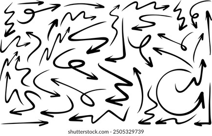 A collection of vector-based hand-drawn arrows with creative doodle designs, offering clean, scalable graphics for versatile project use
