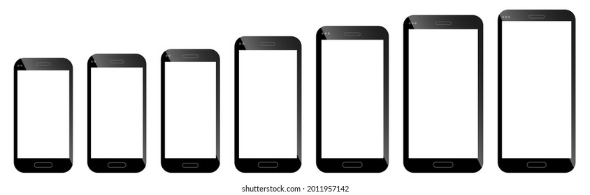 colección de teléfonos vectorizados en fondo blanco, parodia de smartphone en vector