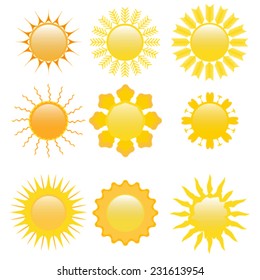 Collection of vectorized suns