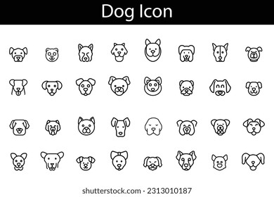 Vectores de recolección de perros de fondo blanco. Símbolo de animal, mascota, cachorro, logotipo, signo.
