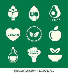 Collection of vegan icon vectors