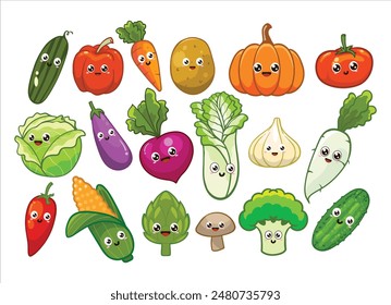 collection of vegetable element design