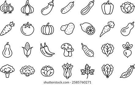 Collection of Vegetable and Herb Icons.