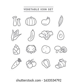 COLLECTION OF VEGETABLE LINE ICONS	