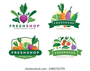 collection of vegetable logo templates design