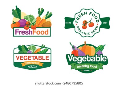 collection of vegetable logo templates design