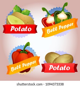collection vegetable potato bell pepper badge