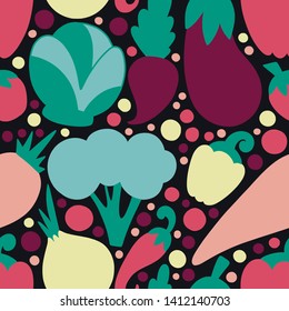 A collection of vegetables isolated on a background. Colorful flat vector illustration.

