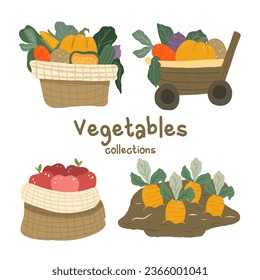 colección de verduras aisladas en fondo blanco. Ilustración vectorial.