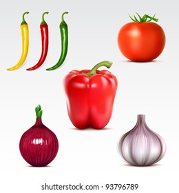 Collection of vegetables on the  white background