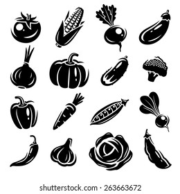 Collection of vegetables set. Vector illustration