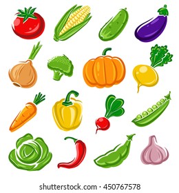 Collection of vegetables set. Vector illustration