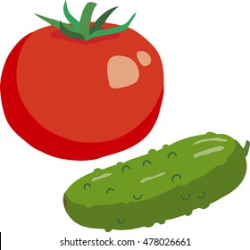 collection vegetables vector. tomato and cucumber on white background for your design