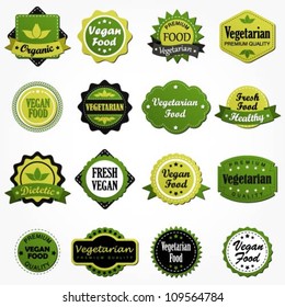 Collection of vegetarian food labels