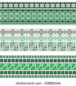 Collection of vegetative ornaments in the Ukrainian style on a white background.