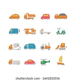 COLLECTION OF VEHICLE FLAT ICONS