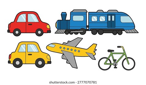 Collection of vehicle icons on white