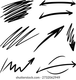 Una colección de versátiles Elementos de garabatos y líneas de dibujo dibujados a mano, perfectos para agregar un toque áspero y auténtico a los diseños.