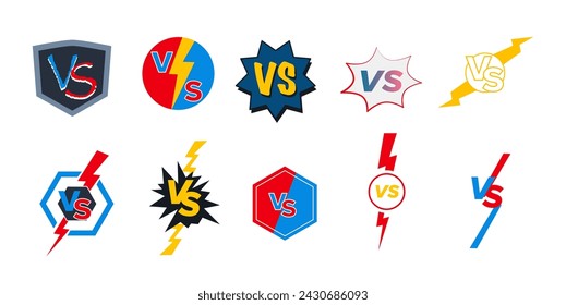 Collection of Versus Battle Icons Set. Vector illustration