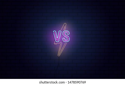 Collection Versus neon signs vector. Set of Versus logo, symbol in neon style. Design template light banner, night advertising. Battle vs match, game concept competitive vs