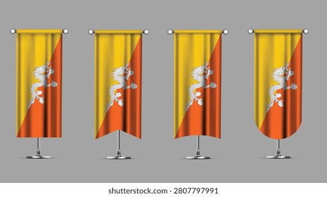 Collection of Vertical Banners Featuring the BHUTAN Flag