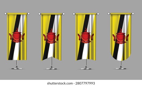 Collection of Vertical Banners Featuring the BRUNEI Flag