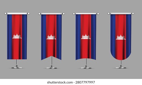 Collection of Vertical Banners Featuring the CAMBODIA Flag