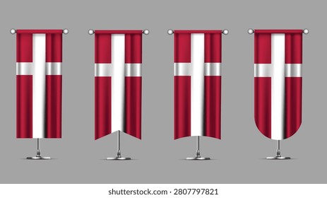 Collection of Vertical Banners Featuring the DENMARK Flag
