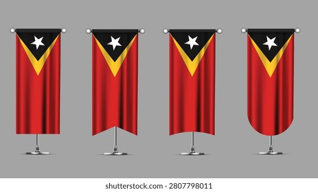 Collection of Vertical Banners Featuring the EAST TIMOR Flag