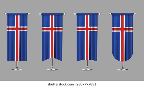 Collection of Vertical Banners Featuring the ICELAND Flag