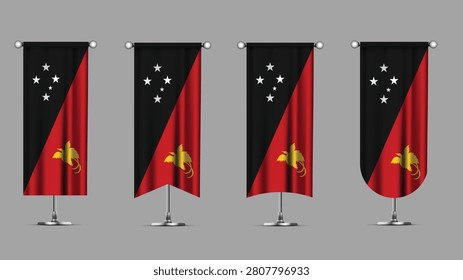 Collection of Vertical Banners Featuring the PAPUA NEW GUINEA Flag