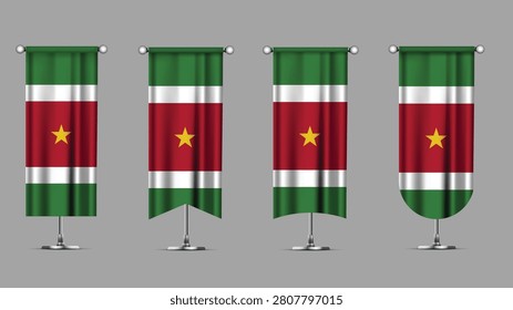 Collection of Vertical Banners Featuring the SURINAME Flag