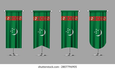 Collection of Vertical Banners Featuring the TURKMENISTAN Flag