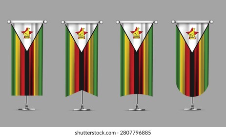 Collection of Vertical Banners Featuring the ZIMBABWE Flag