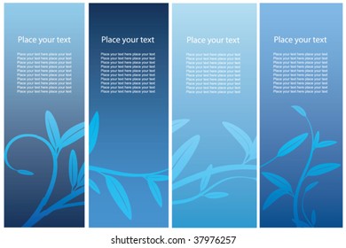 Collection of vertical banners with leaves. Easy to edit vector image.
