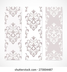 Collection vertical banners in the style of Baroque . Modern Vector Illustration