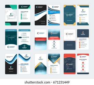 Collection Of Vertical Business Card Vector Templates. Stationery Design Vector Set