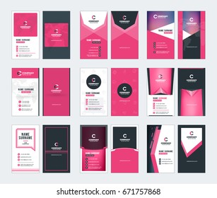 Collection of vertical business card vector templates. Stationery design vector set