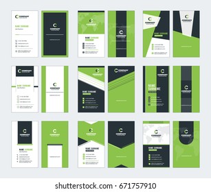 Collection of vertical business card vector templates. Stationery design vector set