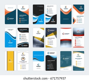 Collection of vertical business card vector templates. Stationery design vector set