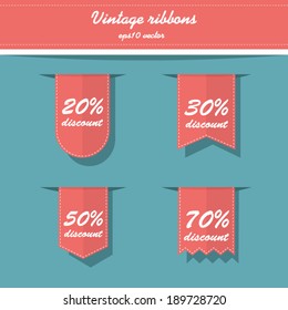 Collection of vertical flat design tags for sales and discounts promotions. Eps10 vector illustration